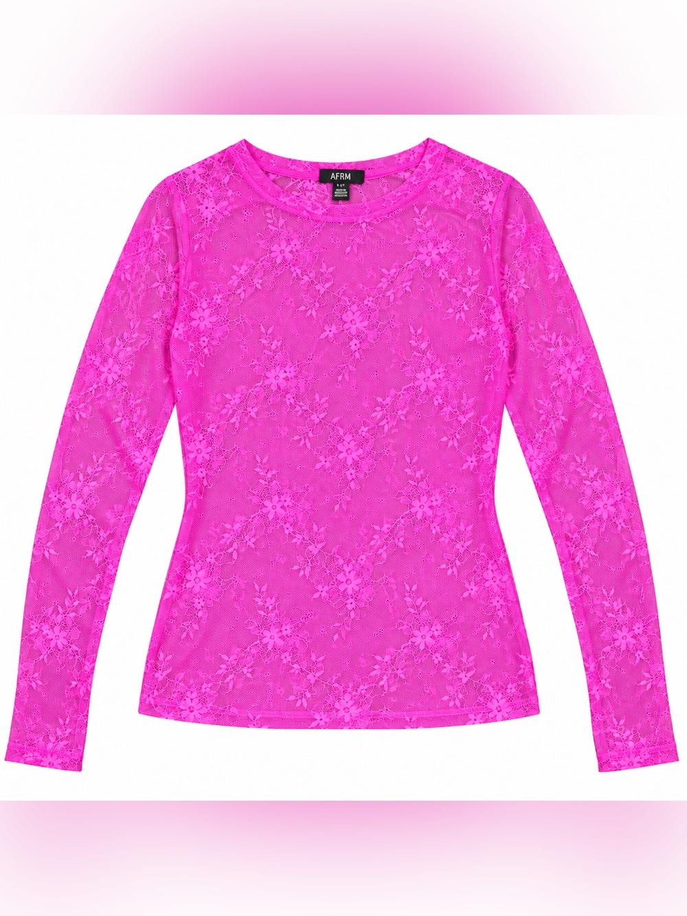 AFRM Long Sleeve Mesh Top Floral Pink Small